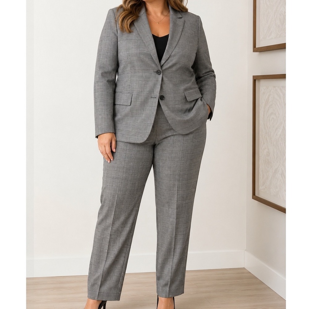 NWT Talbots WOOL Blend Plaid Suit Set Blazer 18 Pants 20W Plus Size Quiet Luxury